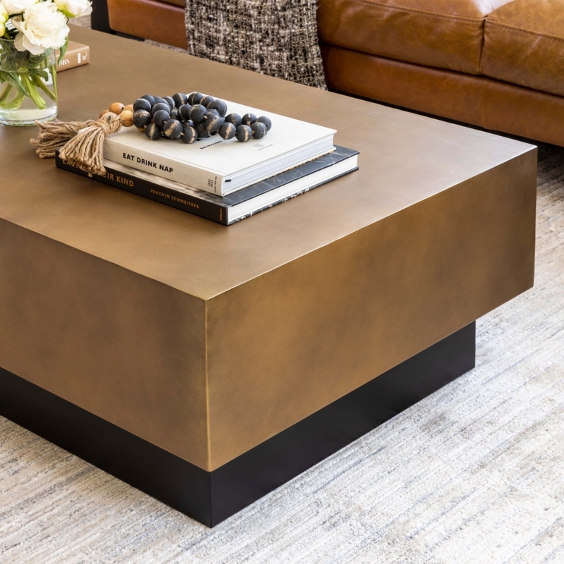 Coffee Table Drum Hammered Antique Finish Texture