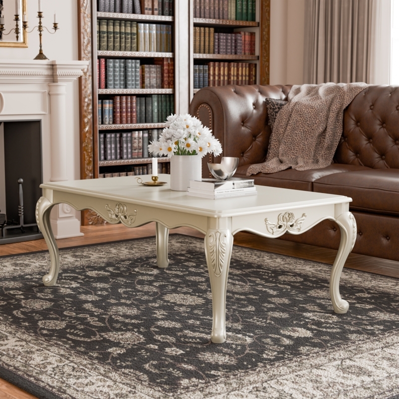 Coffee Table Espresso Traditional Ornate Carved Apron