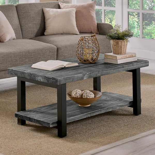 Coffee Table Heavy Metal Frame Wood Toned Industrial Farmhouse