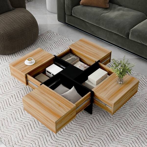 Coffee Table High Gloss White with Integrated Pedestal Base