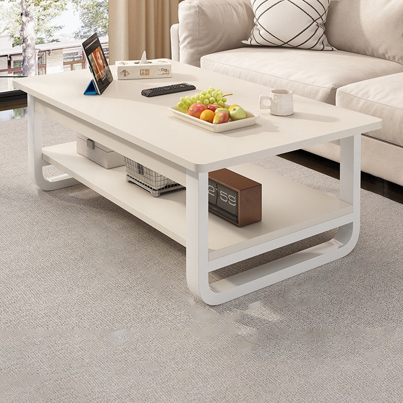 Coffee Table Industrial Pipe Frame Flange Feet Two Tier