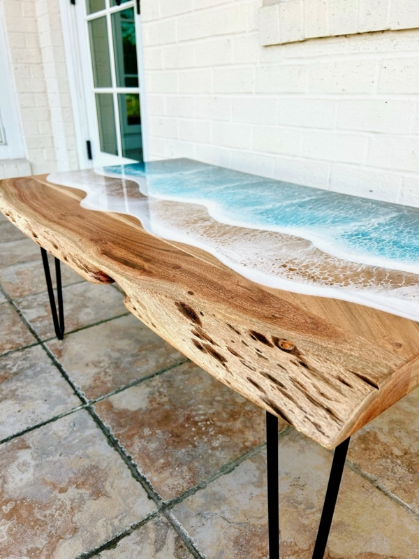 Coffee Table Live Edge Hairpin Legs Thick Slab Modern