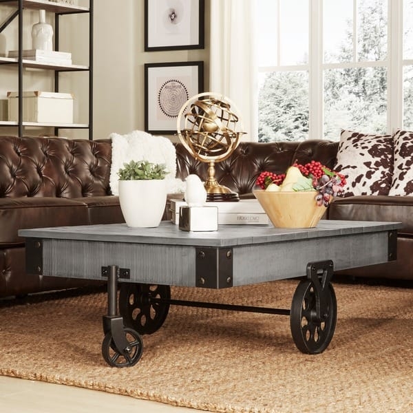 Coffee Table Metal Mesh Shelf Industrial Bracket Corners Two-Tier