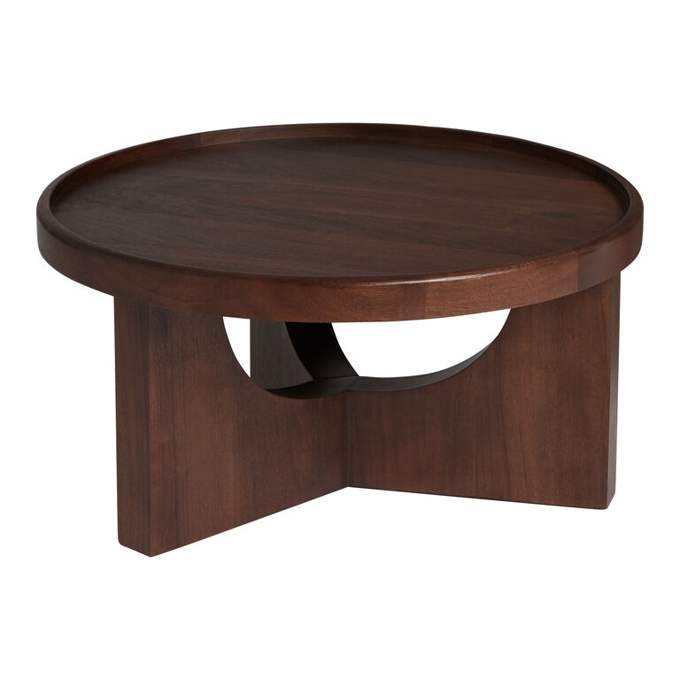 Coffee Table Mid Century Modern Round Tripod Espresso Wood Tapered Legs