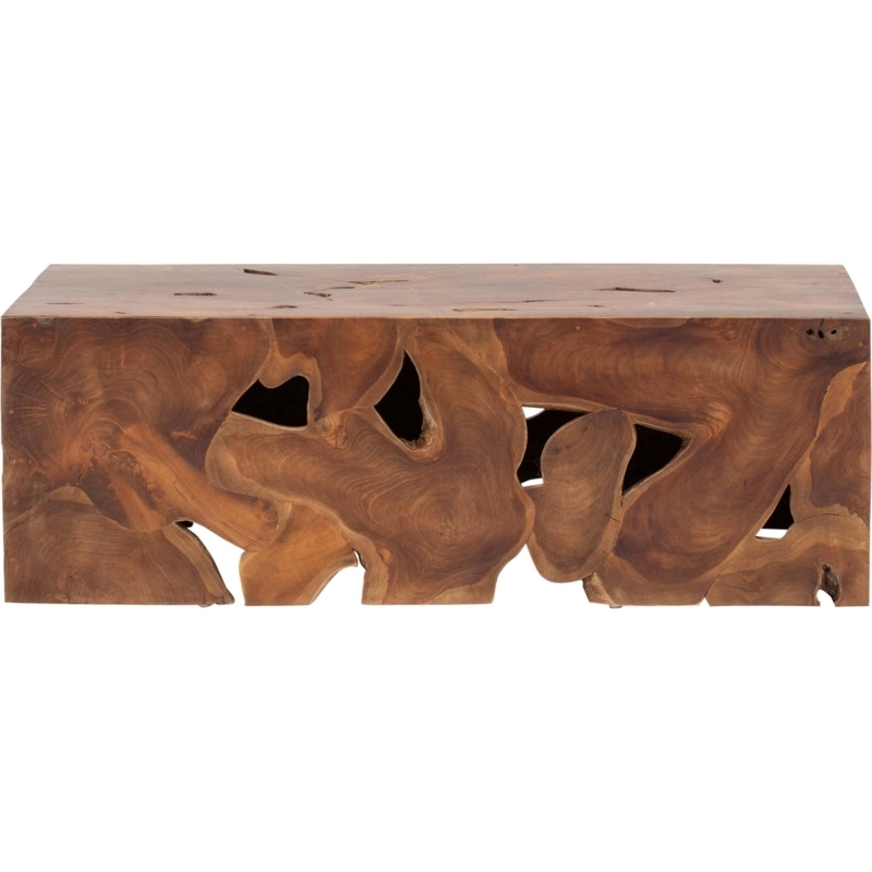Coffee Table Organic Modern Wood Block Prominent Grain