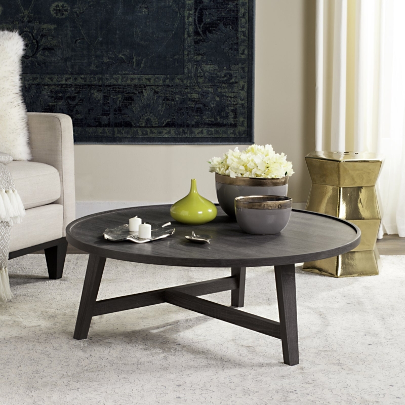 Coffee Table Oval Top Splayed Legs Dark Grey Wood Grain Mid Century