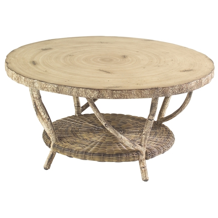Coffee Table Oval Woven Rattan Dark Brown Coastal Living Room