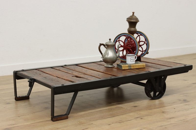 Coffee Table Railroad Salvage Base Oversized Central Wheels