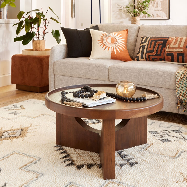 Coffee Table Round Tripod Base Tapered Legs Espresso Wood Mid Century