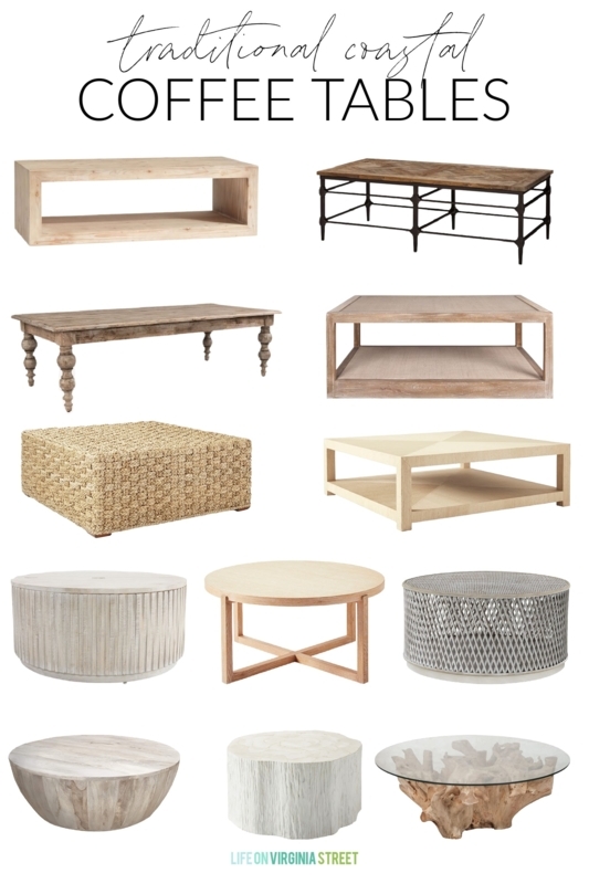 Coffee Table Round Wood Toned X-Brace Sides Coastal Living Room