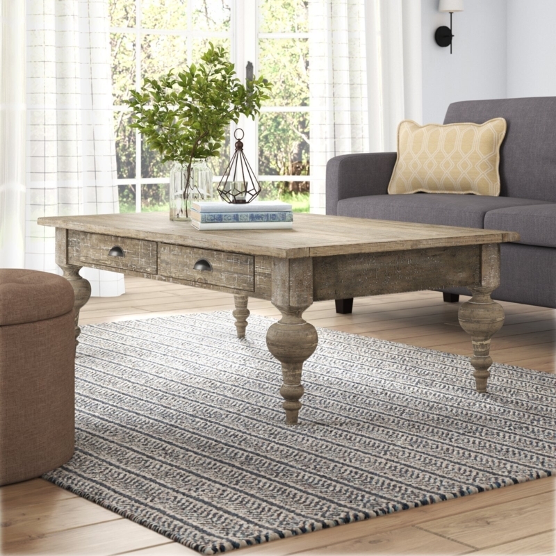 Coffee Table Sandstone Gray Cabriole Legs Molded Edges French Country