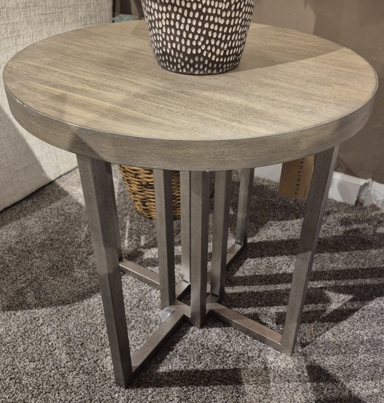 Coffee Table Set, Mixed Shapes, Radial Planked Tops, Metal Base