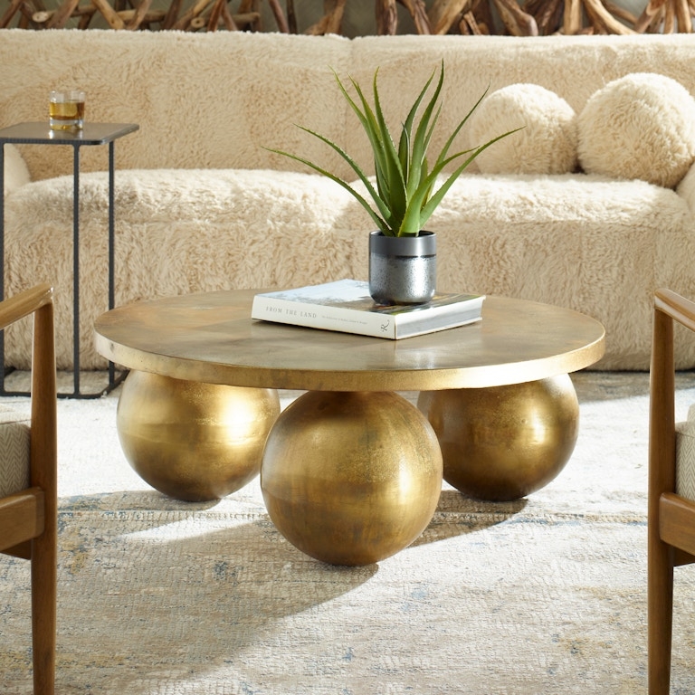 Coffee Table Set Triplet Antique Brass Nesting Design