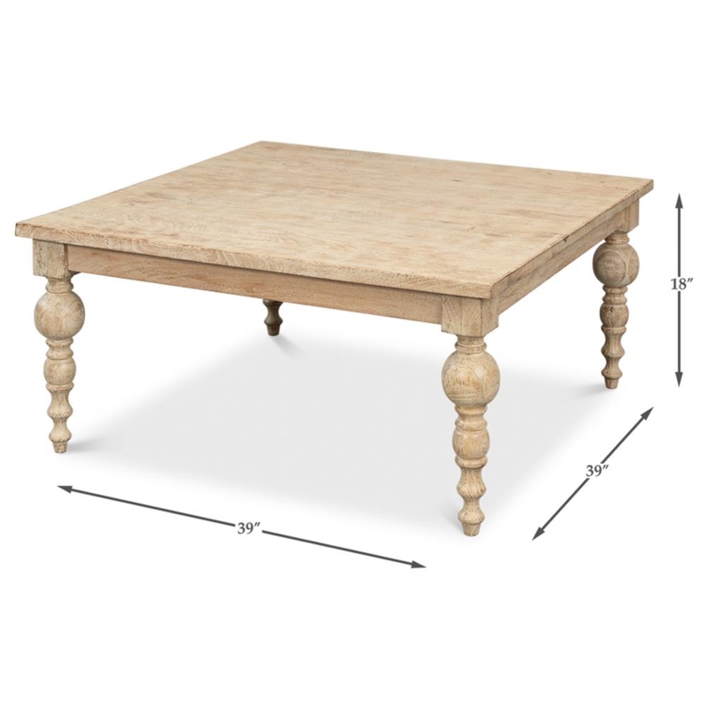 Coffee Table Square Dark Wood Tiered Edge French Country Style