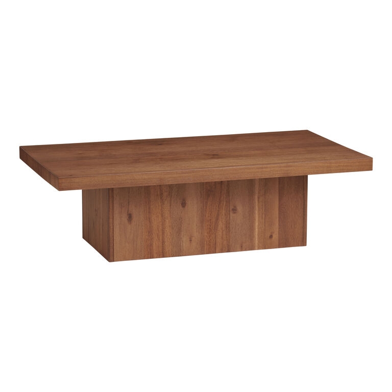 Coffee Table Thick Cylindrical Legs Chunky Wood Brown