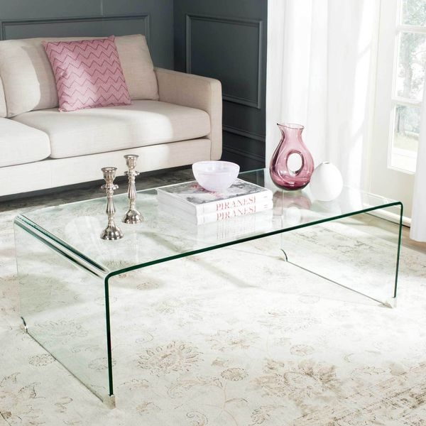 Coffee Table Transparent Acrylic Rectangular Thick Slab Legs