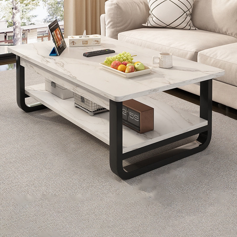 Coffee Table Two Tier Industrial Wood Metal Open Shelf