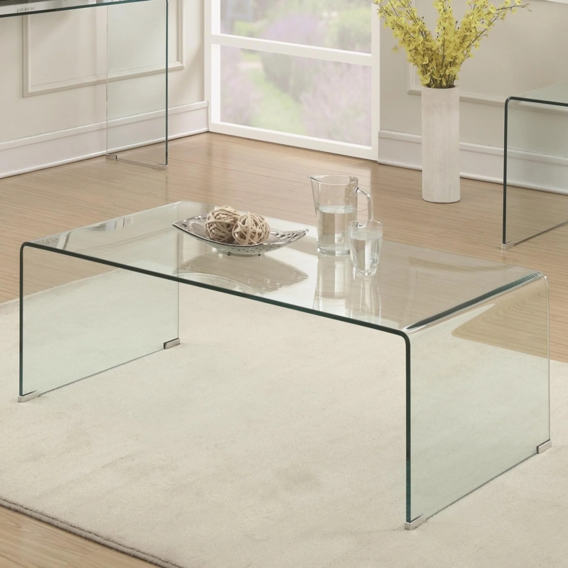 Coffee Table Waterfall Clear Acrylic Seamless Rounded Corners
