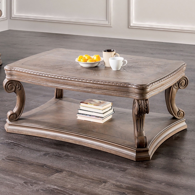 Coffee Table Weathered Oak Rustic Turned Baluster Legs