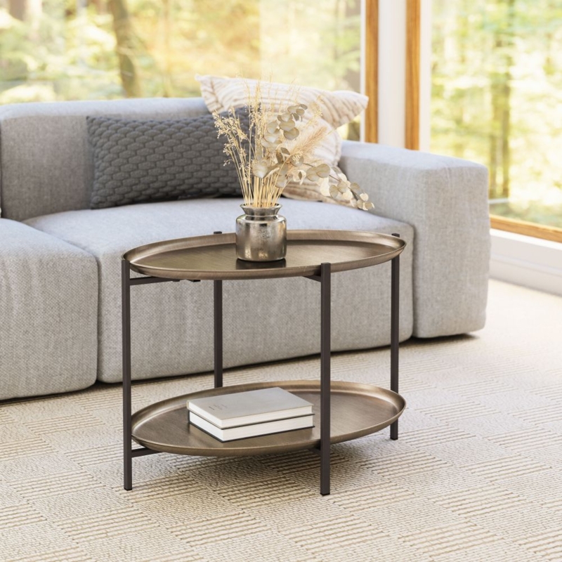 Coffee Table with Faceted Pedestal Base in Contemporary Style