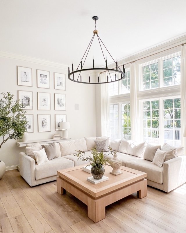 Coffee Table with Lower Shelf Round Oak Two-Tier Design