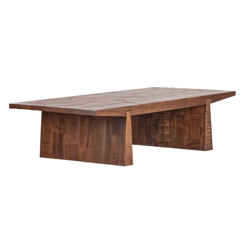 Coffee Table with Reclaimed Wood Look Top and Metal Sled Base