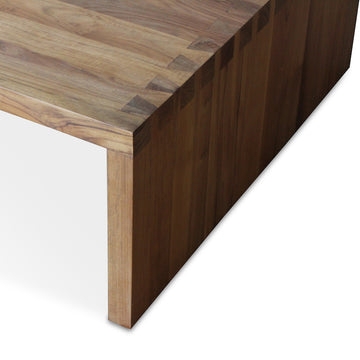 Coffee Table with Slatted Wood Top and Dovetail Joinery Detail