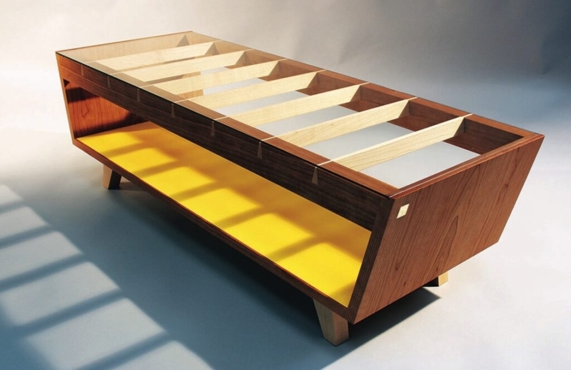 Coffee Table with Thick Panel Construction and Dark Wood Tone