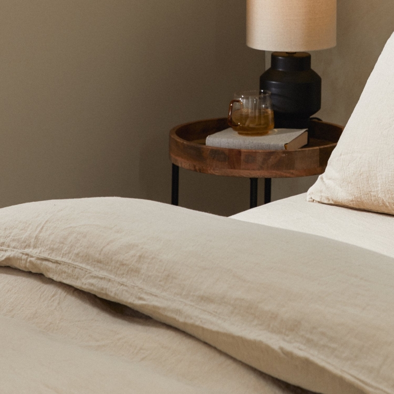 Comforter Cover Sand Linen Blend Button Closure Relaxed Fit Breathable