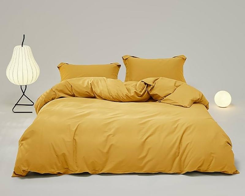 Comforter Set in Mustard Yellow with Bohemian Tassel Accents