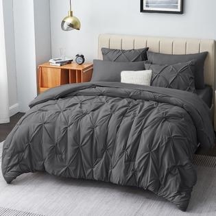 Comforter Set Pinch Pleat: Dark gray pinch pleat comforter style.