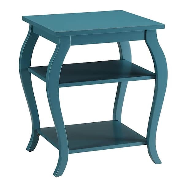 Compact Teal End Table with Single Drawer and Open Cubby