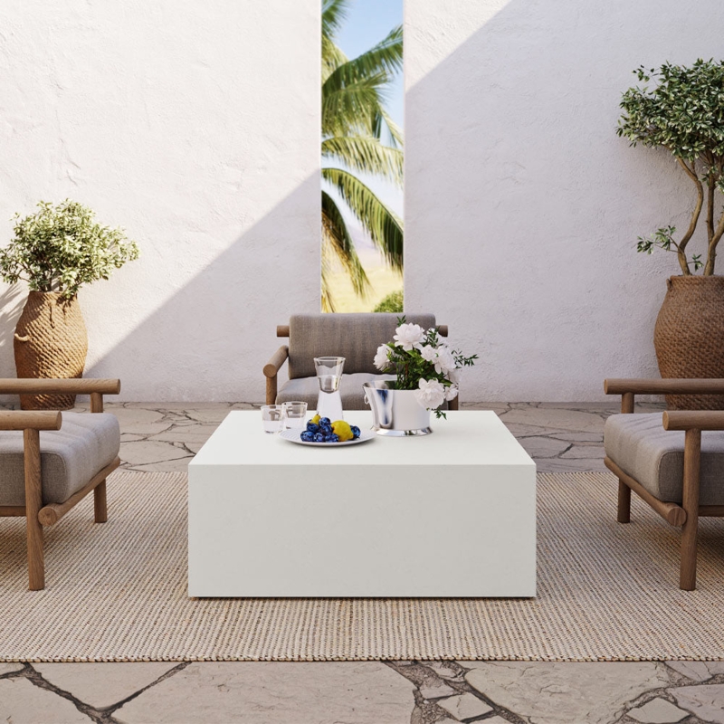 Concrete Coffee Table Monolithic Box Design Rectangular Matte