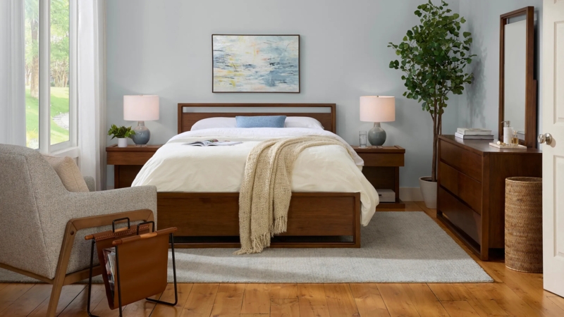 Contemporary Bedroom Set with Charcoal Grey Upholstered Storage Bed