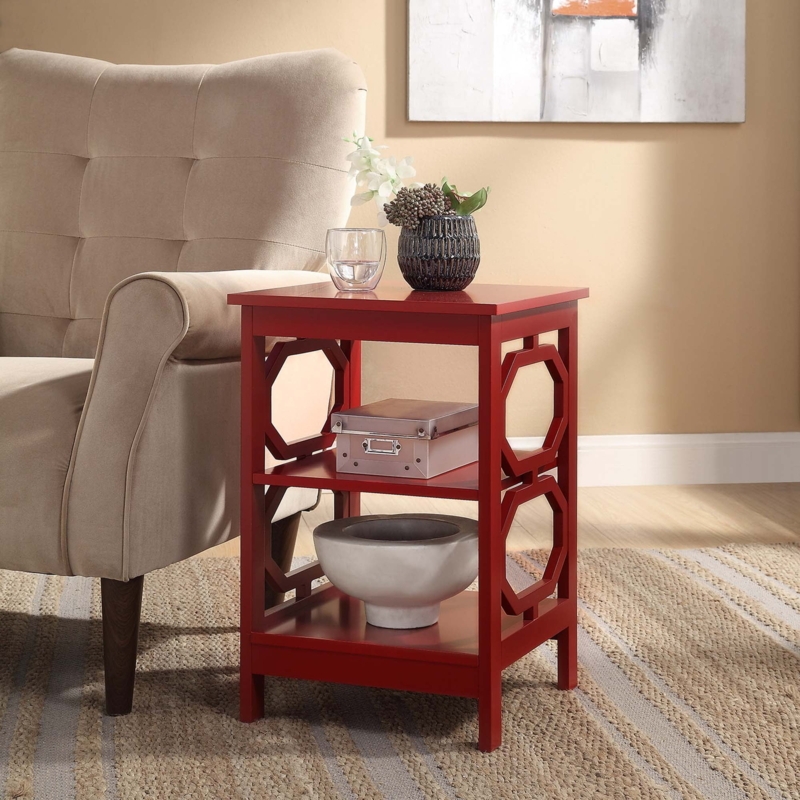 Contemporary End Table featuring Omega Cutout Sides and Open Shelf