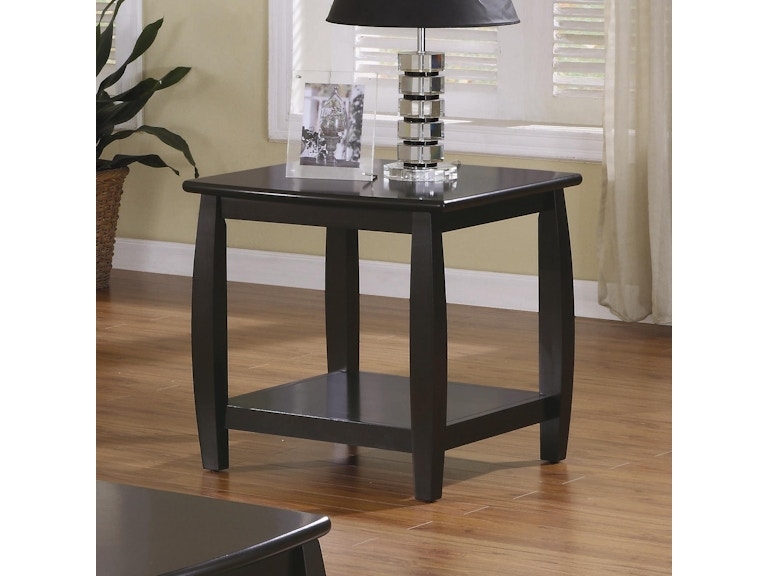 Contemporary End Table with Square Top, Straight Legs, Open Shelf