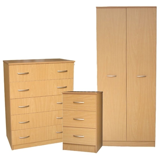 Contemporary Grey and Wood Bedroom Set with Round Knobs