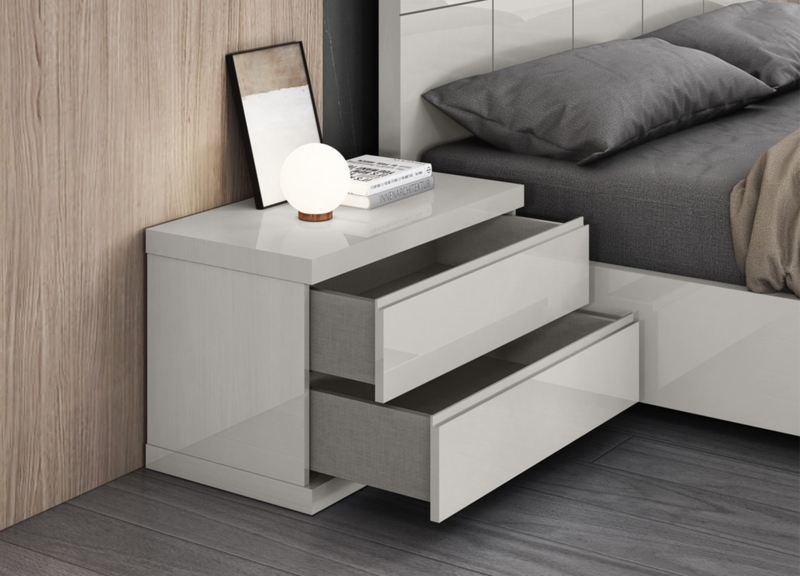 Contemporary Nightstand featuring Recessed Plinth Base and Slim Pulls