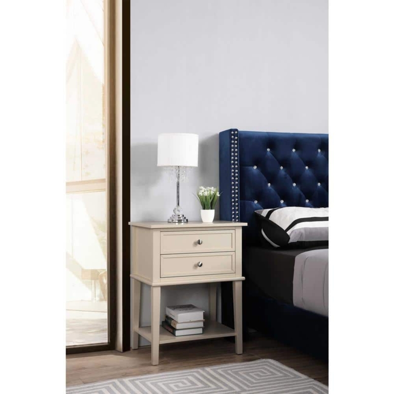 Contemporary Pebbled Texture Nightstand, Gold Base