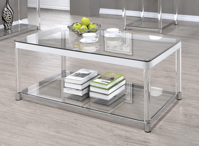 Contemporary Round Glass Coffee Table with Sculptural Chrome Ring Base