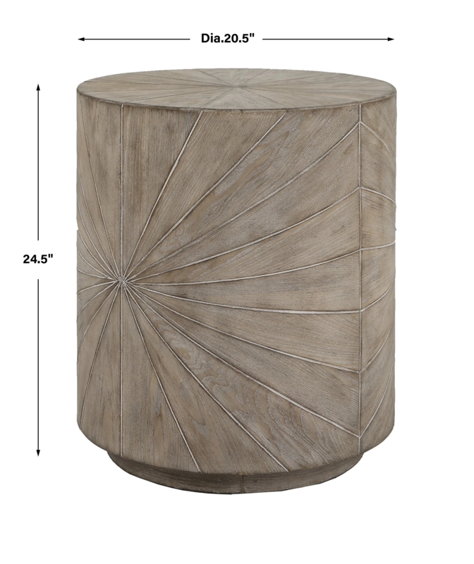 Contemporary Side Table with Radial Wood Veneer Top