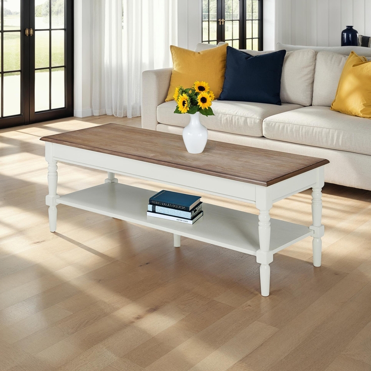 Convenience Concepts French Country Coffee Table, Driftwood / White