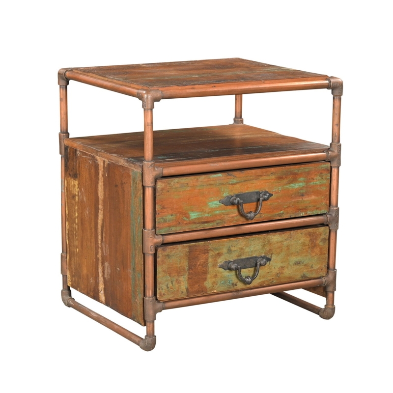 Copper Pipe Industrial Nightstand featuring X-Base Design