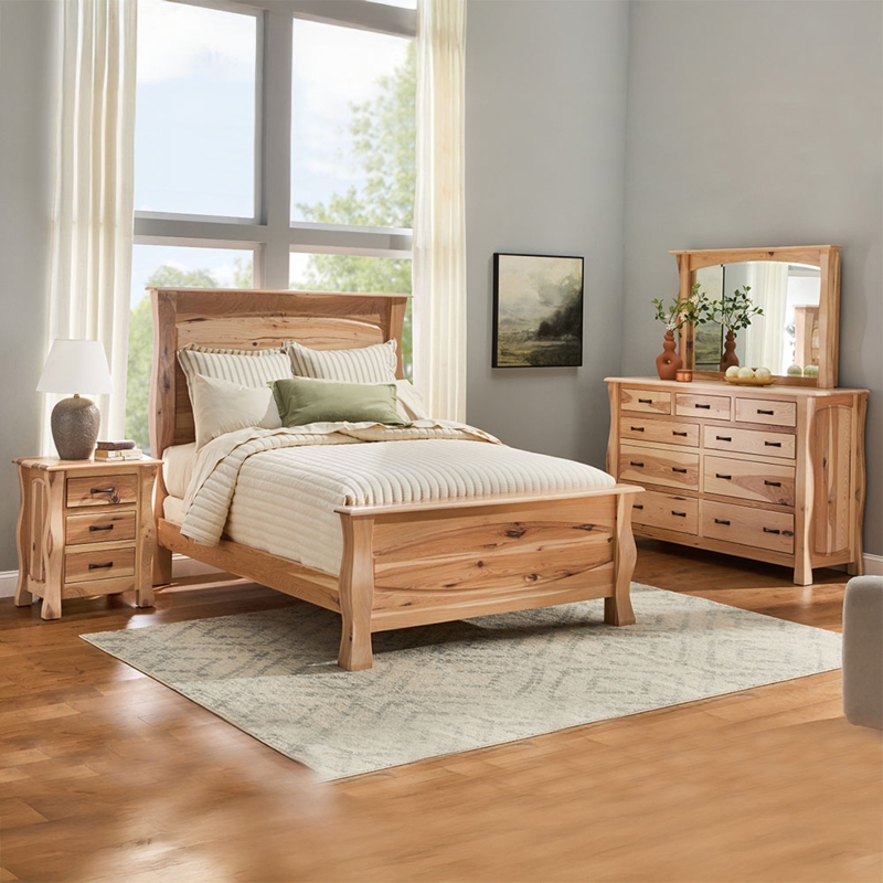 Craftsman Bedroom Set with Arched Base Rail & Slatted Honey Oak Bed