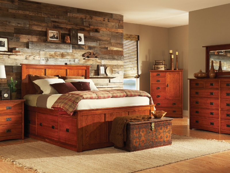 Craftsman Bedroom Suite with Slatted Design and Integrated Storage