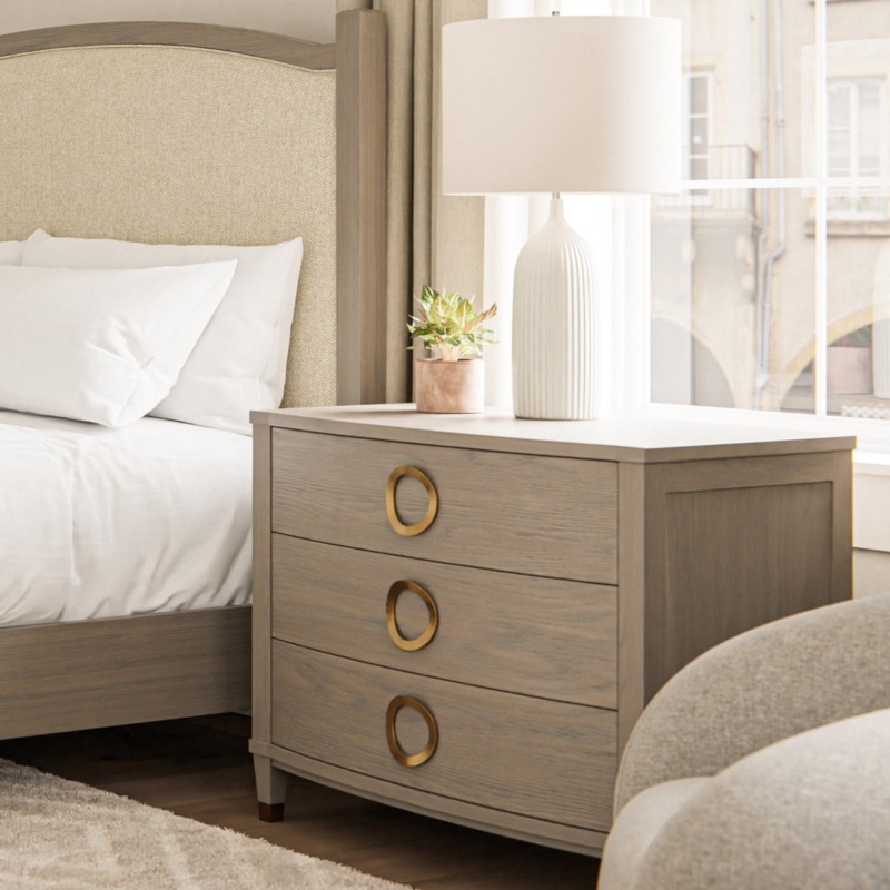 Craftsman Style Wood Nightstand with Single Drawer and Open Shelf