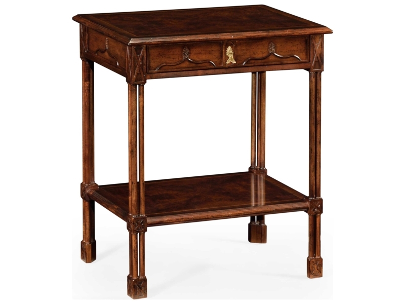 Crotch Walnut End Table with Book-Matched Grain and Inlay Border