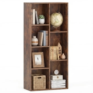 Cube Bookcase White Asymmetrical Compartments Seven Layout Versatile Shelf Unit