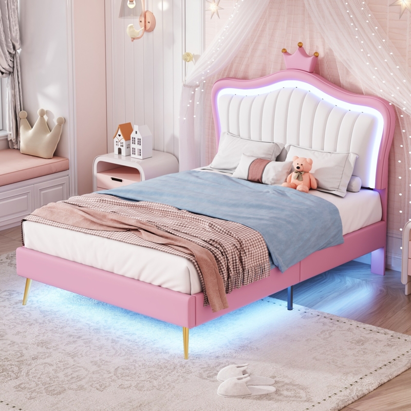 Curved Crown Upholstered Bed with Tufted Wingback Design