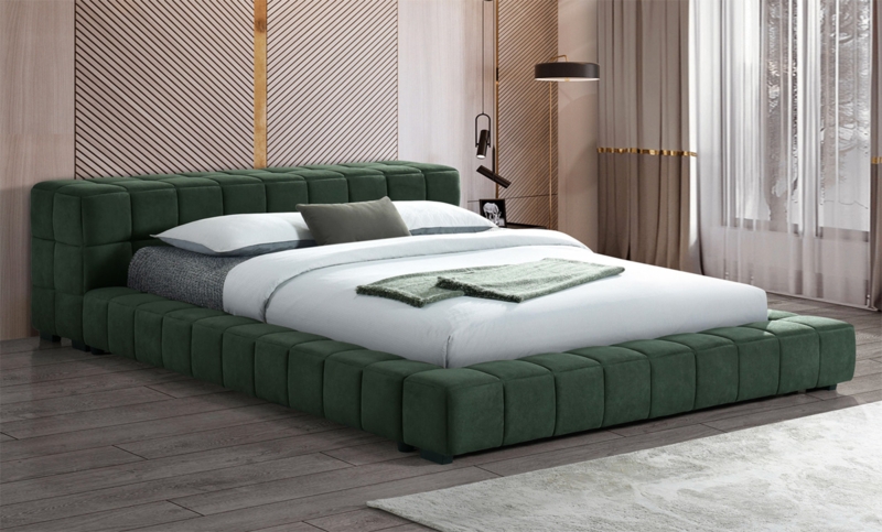 Curved Headboard Low Profile Upholstered Platform Bed